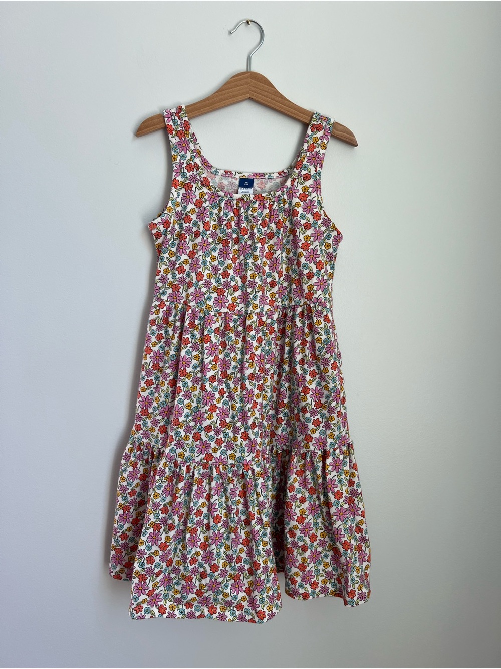 Old Navy | 100% Cotton White Girls Sundress Pink Red Green Floral Print Size 8